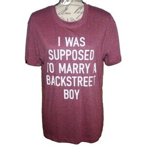 Women's Graphic T-Shirt I Was Supposed to Marry A Backstreet Boy Purple SS Sz M